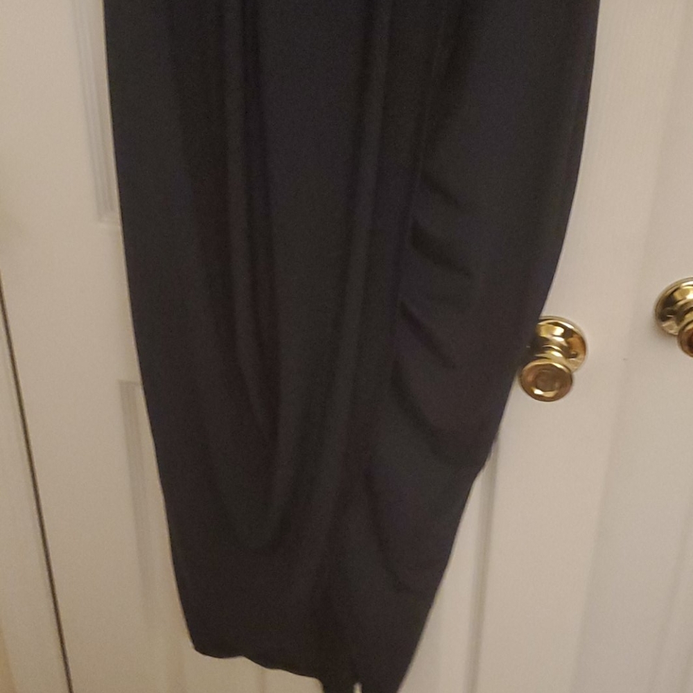 Draped Navy Blue Midi Dress - Picture 4 of 5